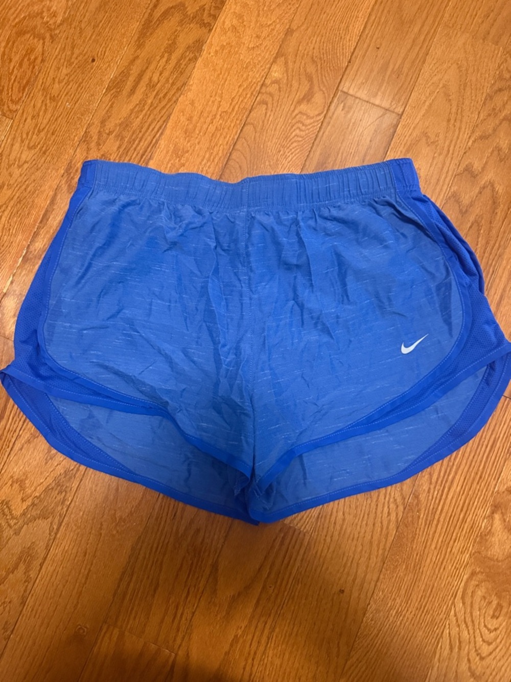 Nike Royal Blue Women's Athletic Shorts with White Swoosh